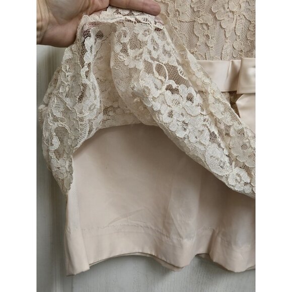 Womens Neusteters 50's Cocktail French Lace Beige Party Prom Formal Dress 14 M - Picture 11 of 16